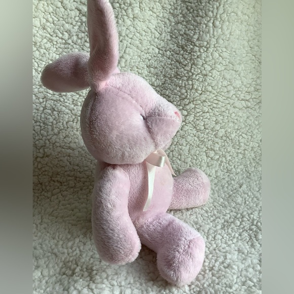Blankets & Beyond Pink Plush Bunny Rabbit Rattle Embroidered Eyes Stuffed Animal - Picture 3 of 9